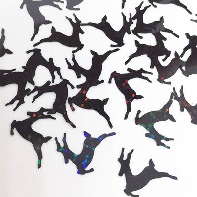 PVC Stock Holo Black Deer Glitter Shape جاهزة للشحن من المنسوجات