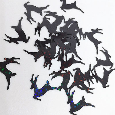 PVC Stock Holo Black Deer Glitter Shape جاهزة للشحن من المنسوجات