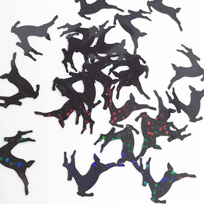 PVC Stock Holo Black Deer Glitter Shape جاهزة للشحن من المنسوجات