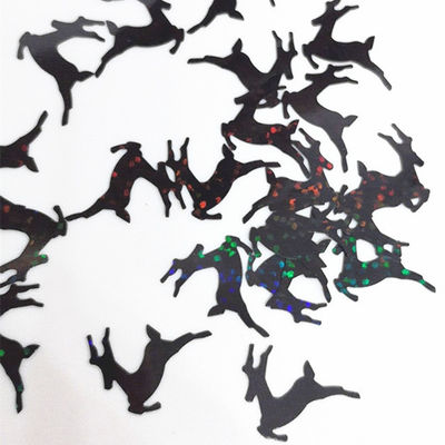 PVC Stock Holo Black Deer Glitter Shape جاهزة للشحن من المنسوجات