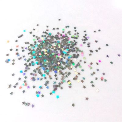 كيس تجميل بوليستر ثلاثي الميلومترات من الفضة المتلألئة على شكل نجمة لألعاب ملونة في التخرج وعيد الحب