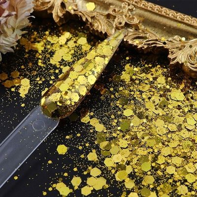 DIY كيس أظافر مضغوطة اللمعان قطرة الخيط الغراء ملء ورقة فلاش شونكي يخلط الذهب اللمعان مع المواد و OEM / ODM