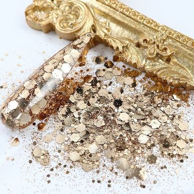 DIY كيس أظافر مضغوطة اللمعان قطرة الخيط الغراء ملء ورقة فلاش شونكي يخلط الذهب اللمعان مع المواد و OEM / ODM