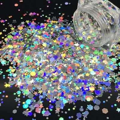 إمدادات العطلات الأخرى القطع المقطوعة الطباعة الهولوجرافية الفضة المتلألئة مع النجوم