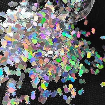 جاهزة للشحن الألوانية الهولوجرافية الفضية أناناس الشكل اللامع والمواد الصديقة للبيئة