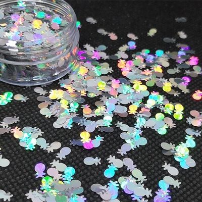 جاهزة للشحن الألوانية الهولوجرافية الفضية أناناس الشكل اللامع والمواد الصديقة للبيئة