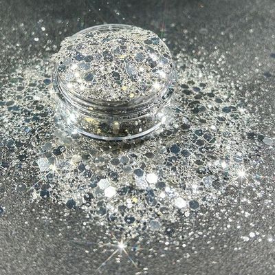مقاس DIY غبار الماس براقة فضة براقة مسحوق تبرز حفلة الماكياج