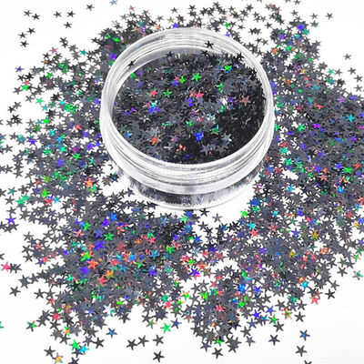 الحرفية المناسبة بوليستر نجمة براقة 2.5mm الأشكال السوداء الهولوجرافية للجسم فن الأظافر الراتنج نجمة النجمة