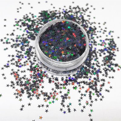 الحرفية المناسبة بوليستر نجمة براقة 2.5mm الأشكال السوداء الهولوجرافية للجسم فن الأظافر الراتنج نجمة النجمة