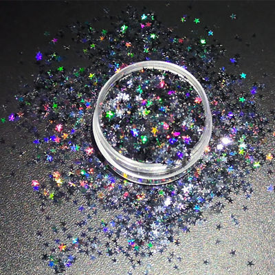 الحرفية المناسبة بوليستر نجمة براقة 2.5mm الأشكال السوداء الهولوجرافية للجسم فن الأظافر الراتنج نجمة النجمة